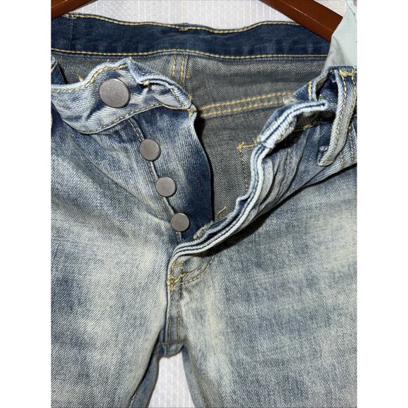 MNML Men's Distressed Denim Jeans Blue‎ Size 30 Ankle Zippers Skinny - Picture 3 of 6